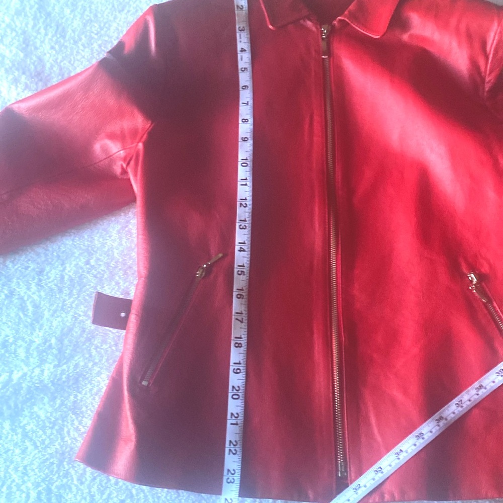 TRIBECA STUDIO Vintage Women’s Red Leather Jacket Zippered Size M - Picture 10 of 15